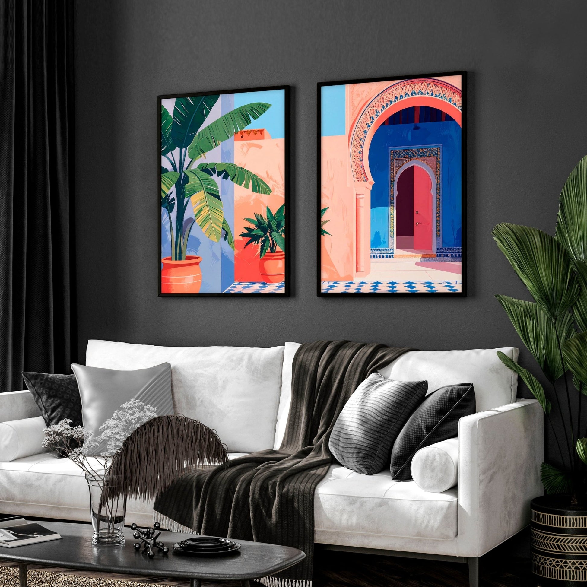 Hallway Wall Decor | Set of 2 Moroccan Inspired Wall art Prints
