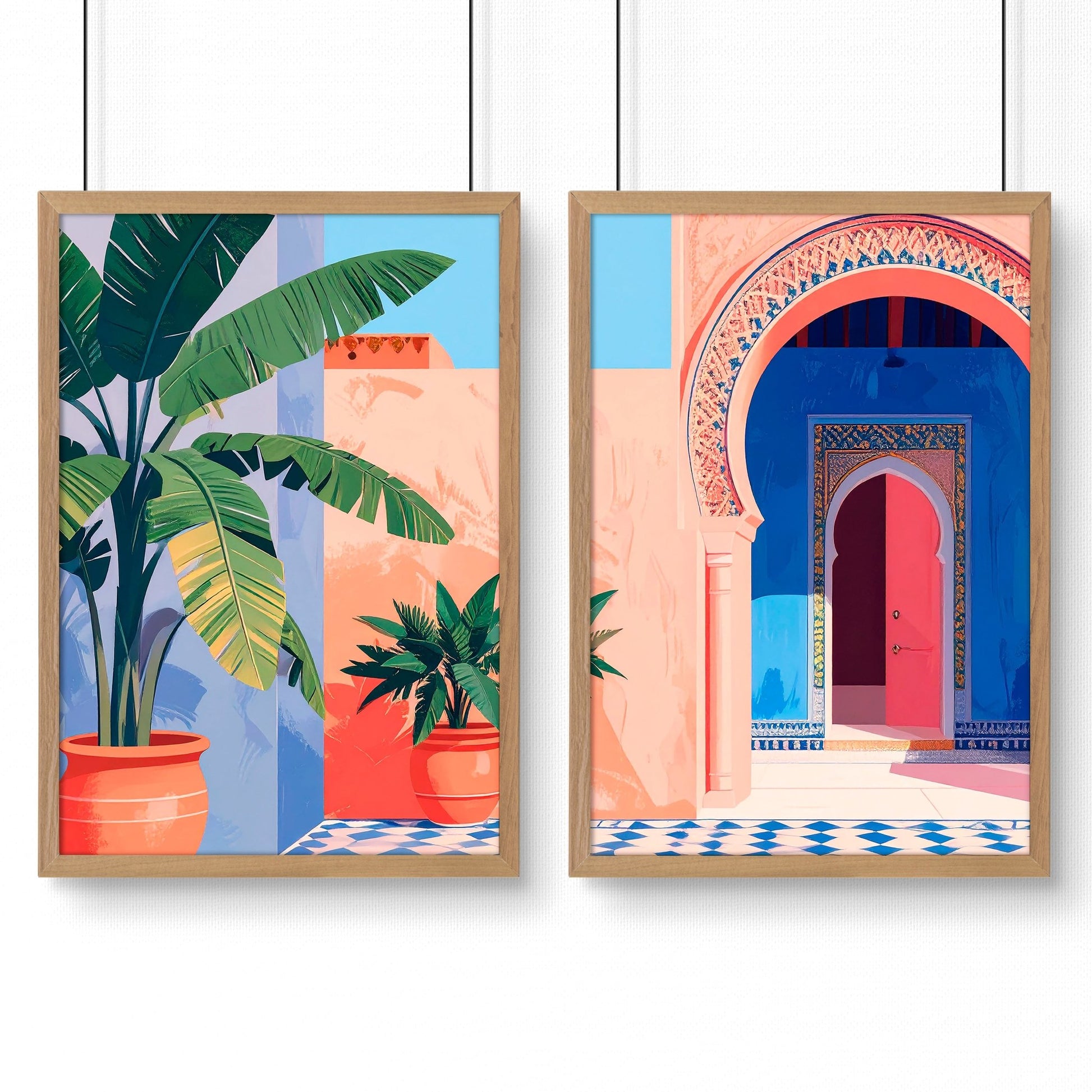 Hallway Wall Decor | Set of 2 Moroccan Inspired Wall art Prints