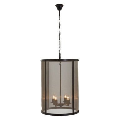 Hampstead Black Finish Large Pendant Light With Hints of Gold