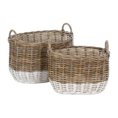 Hampstead Set of Two Natural Rattan Oval Storage Baskets