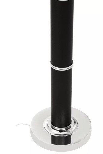 Hanah Black Snake Leather Effect Floor Lamp with Chrome Base and Black Shade