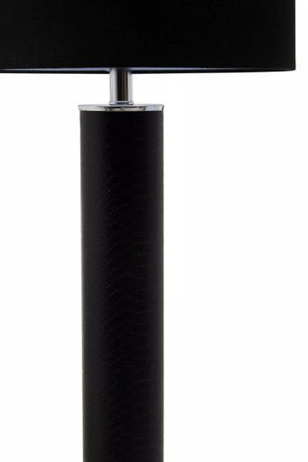 Hanah Black Snake Leather Effect Table Lamp with Chrome Base
