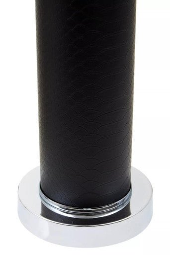 Hanah Black Snake Leather Effect Table Lamp with Chrome Base