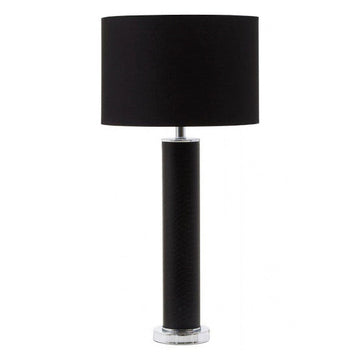 Hanah Black Snake Leather Effect Table Lamp with Chrome Base