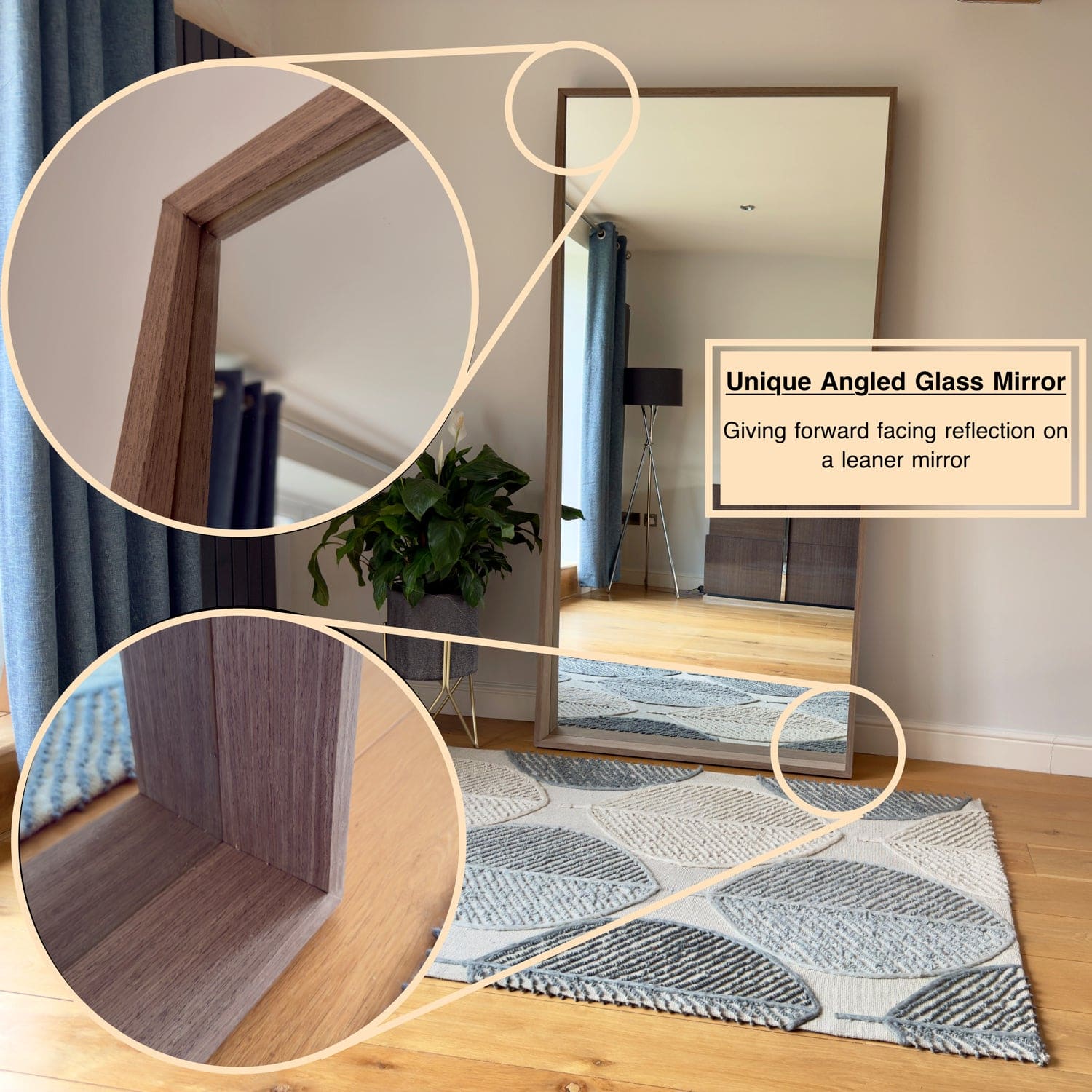 Hanaka - Full Length Natural Oak Rectangle Mirror - 200cm x 100cm