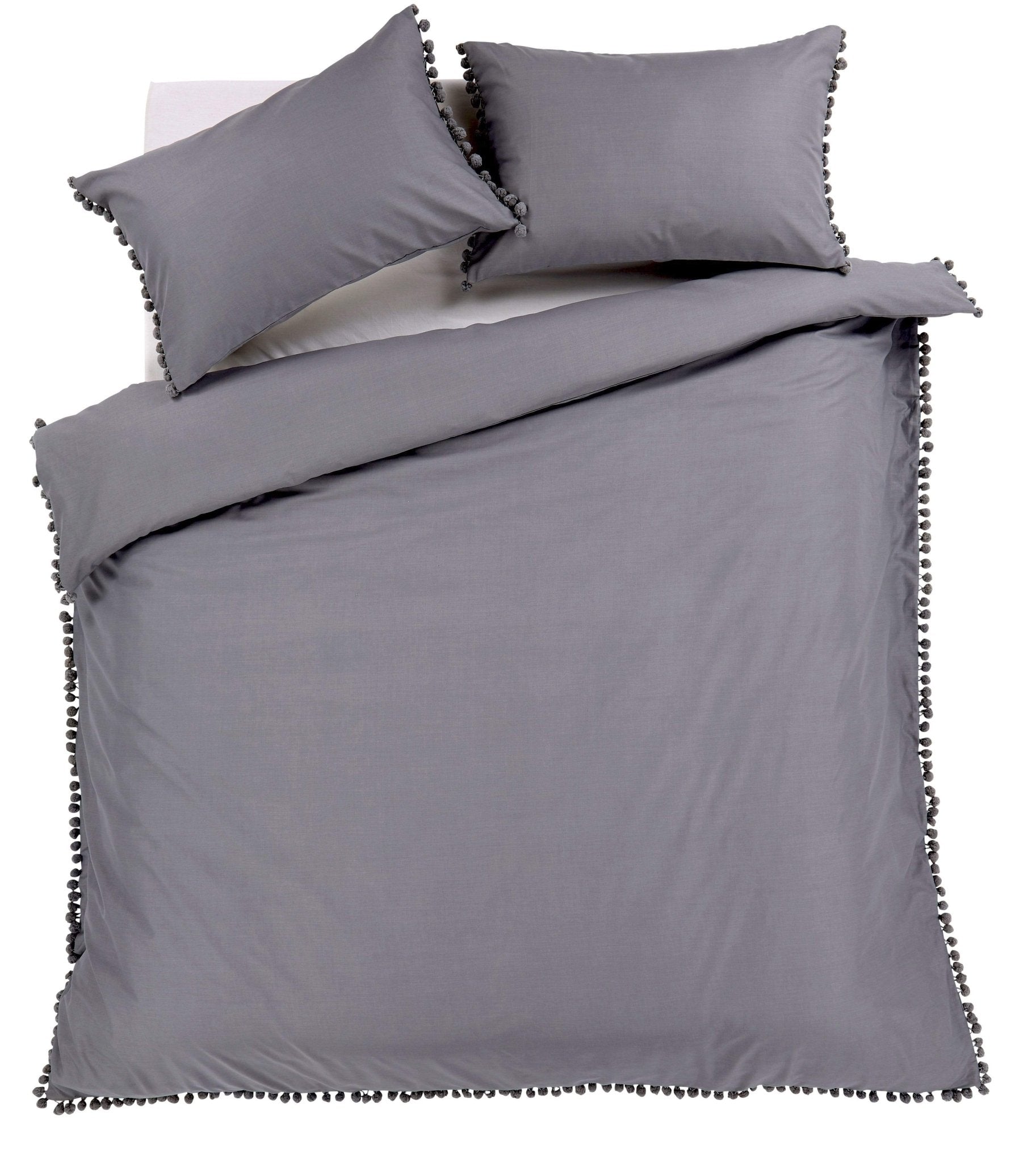 Hand Stitched Pom Pom Cotton Rich Duvet Set Durable Elegant Bedding in Multiple Sizes and Colours Perfect for Master Suites and Guest Rooms