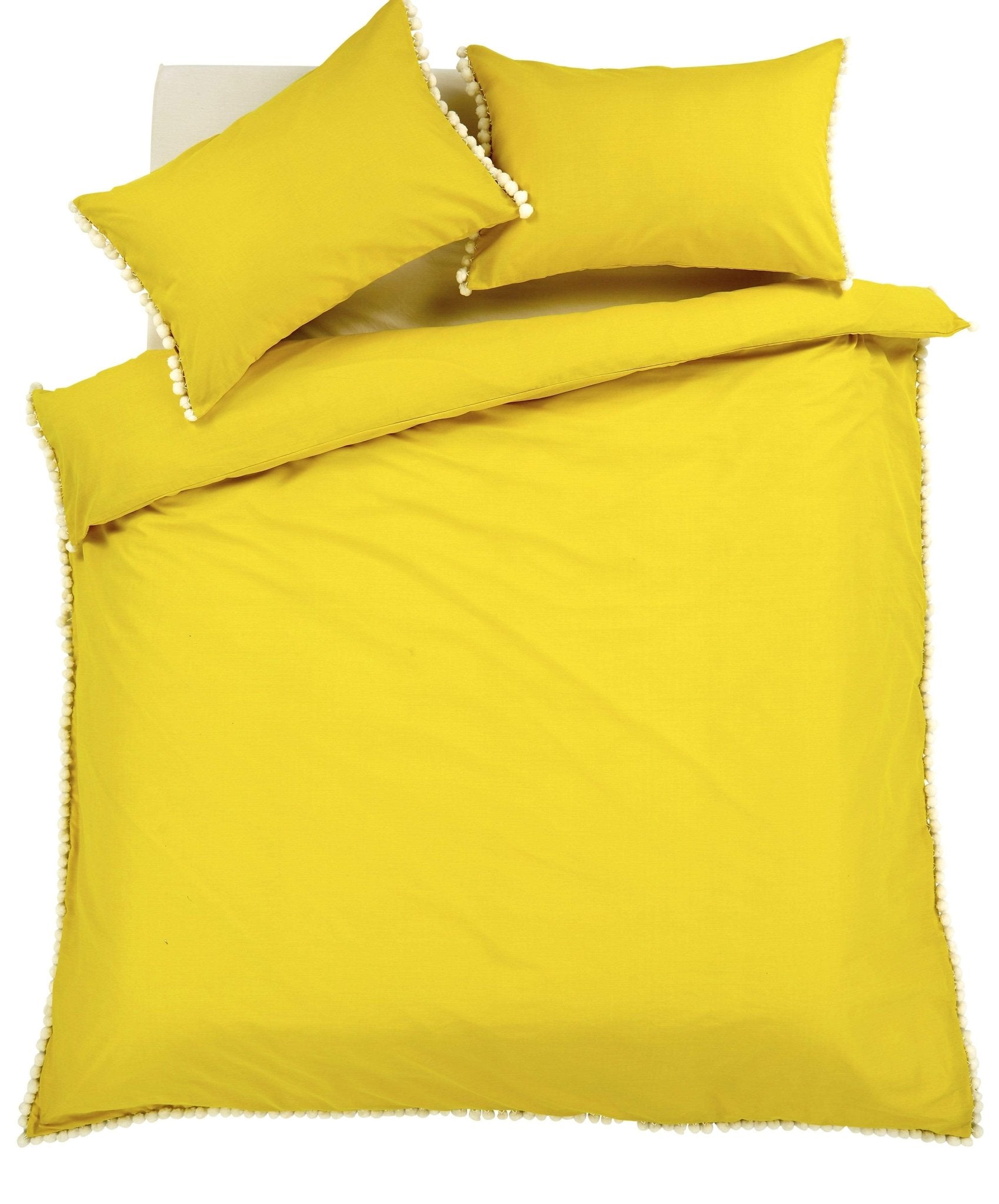 Hand Stitched Pom Pom Cotton Rich Duvet Set Durable Elegant Bedding in Multiple Sizes and Colours Perfect for Master Suites and Guest Rooms