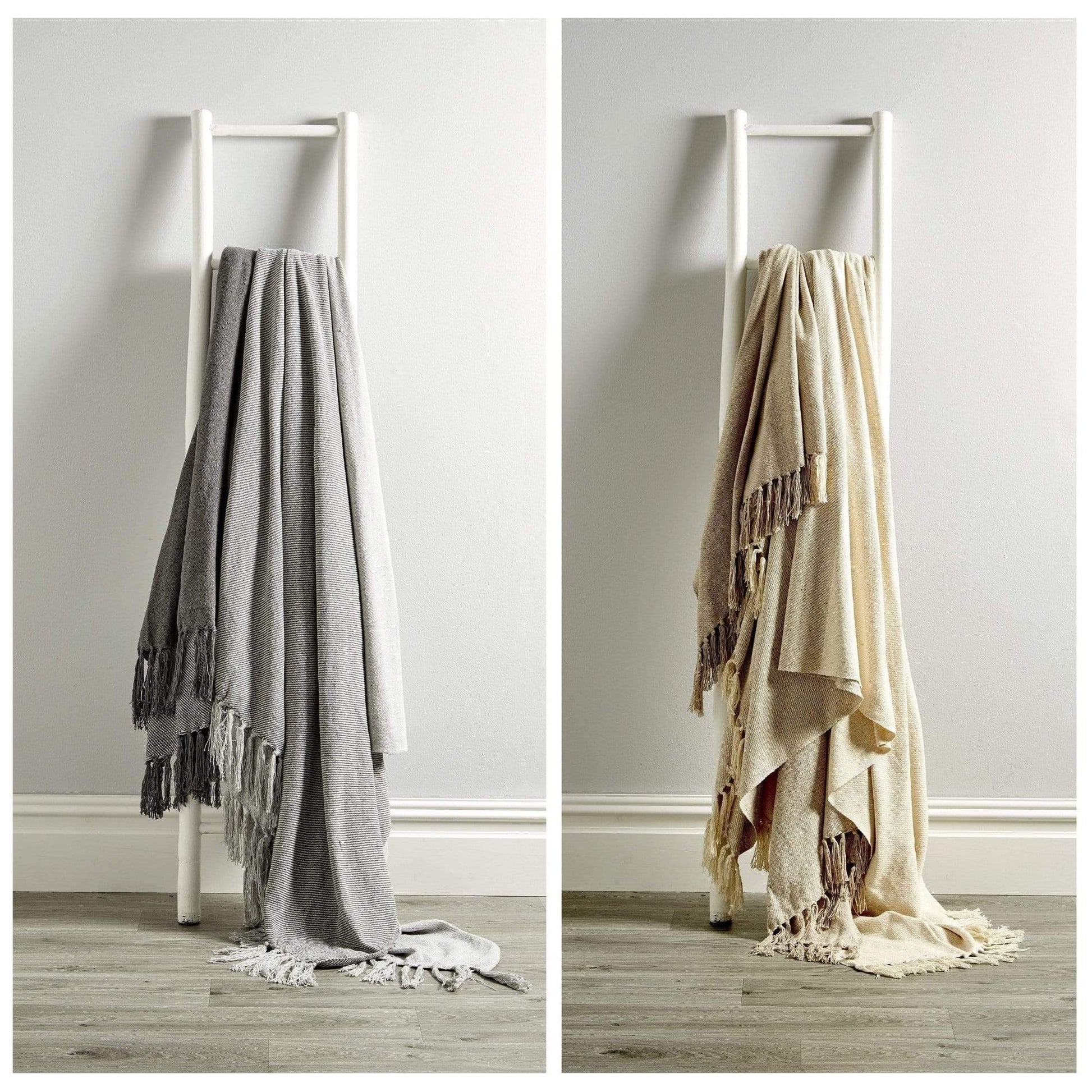 Handwoven Large Check Pure Indian Cotton Throw Blanket with Tassels Eco - Friendly Home Decor in Multiple Sizes