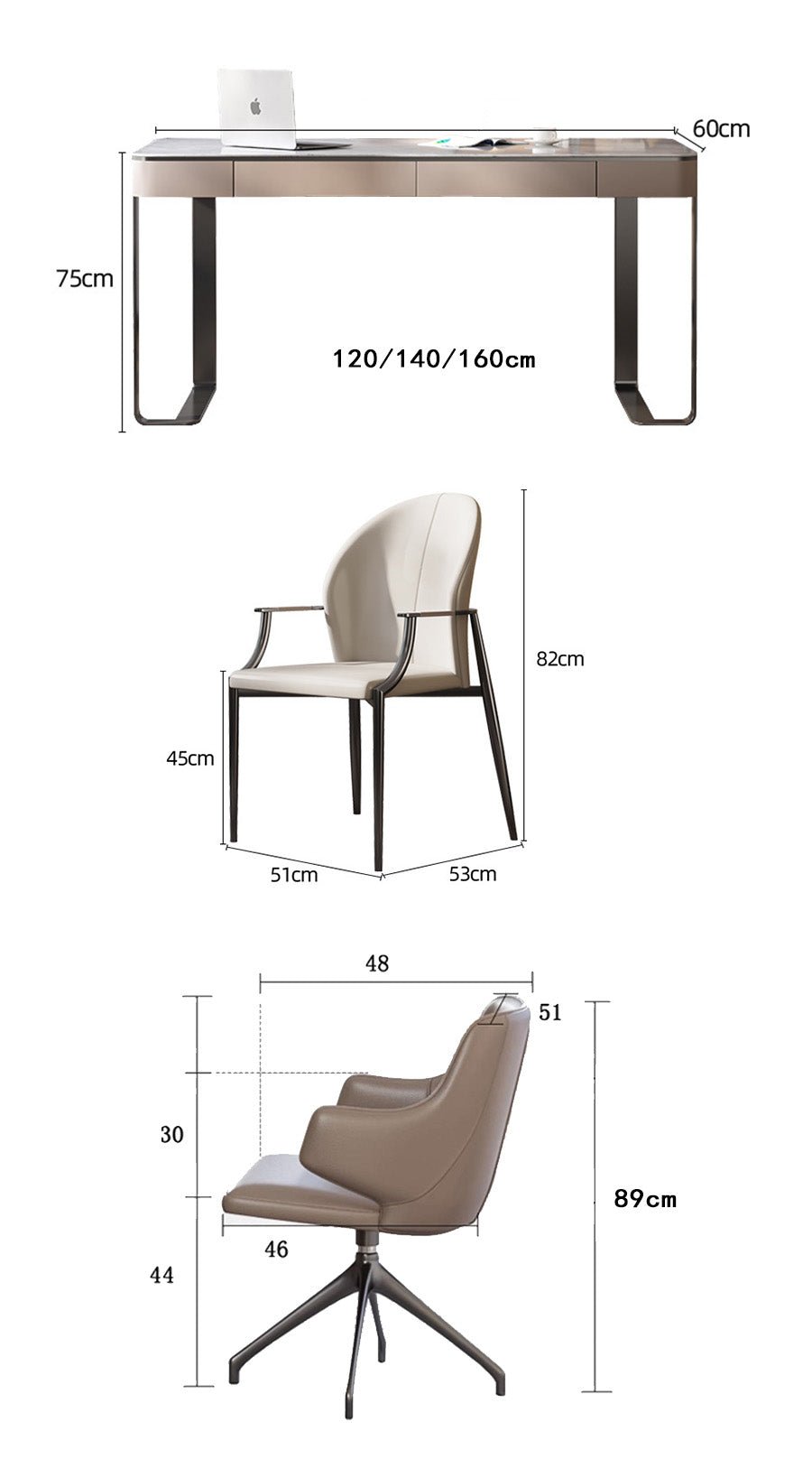 Hanna Office Desk, Sintered Stone