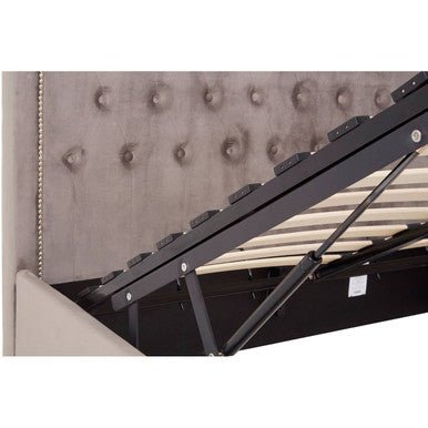 Hannah Grey Velvet Ottoman Bed Double