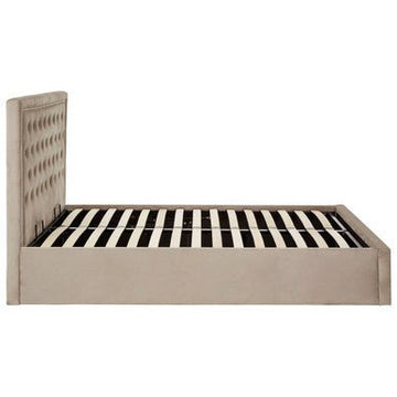 Hannah Mink Velvet Ottoman Double Bed