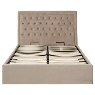 Hannah Mink Velvet Ottoman Double Bed