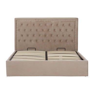 Hannah Mink Velvet Ottoman King Bed