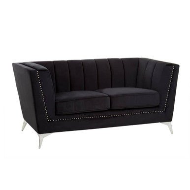 Hansa Two Seat Black Velvet Sofa