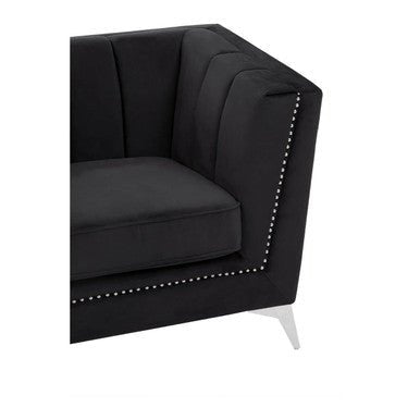 Hansa Two Seat Black Velvet Sofa