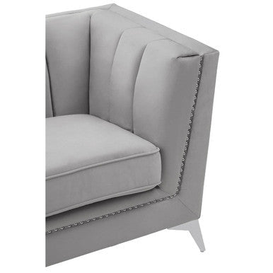 Hansa Two Seat Grey Velvet Sofa