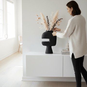 Hapax Abstract Large Black Vase