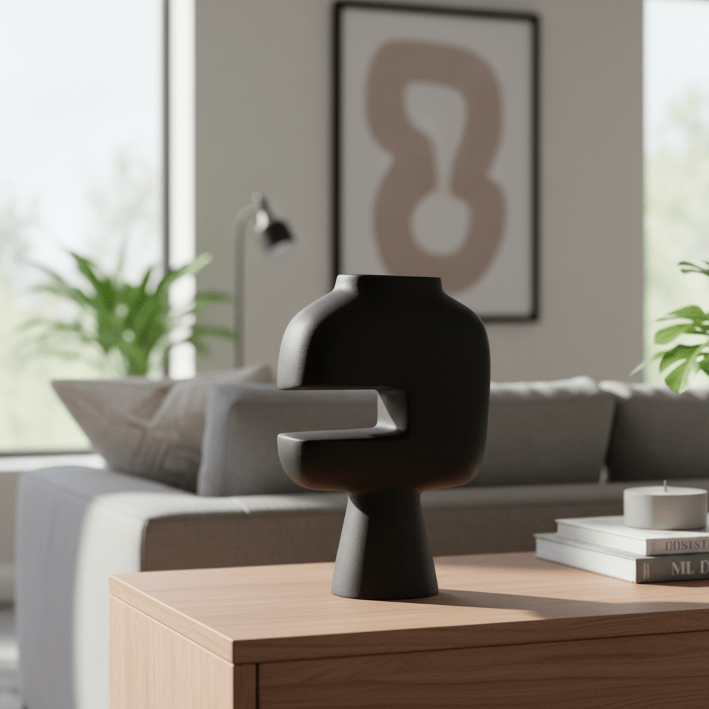 Hapax Abstract Large Black Vase