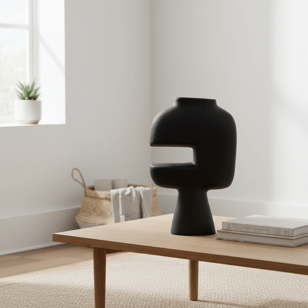 Hapax Abstract Large Black Vase