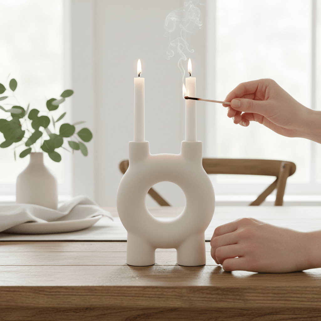 Hapax Small Cream Candle Holder