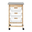 Harlow Glenn 3 Wire Baskets Pinewood Kitchen Trolley