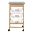 Harlow Glenn 3 Wire Baskets Pinewood Kitchen Trolley
