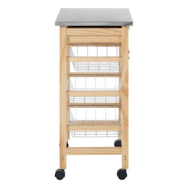 Harlow Glenn 3 Wire Baskets Pinewood Kitchen Trolley
