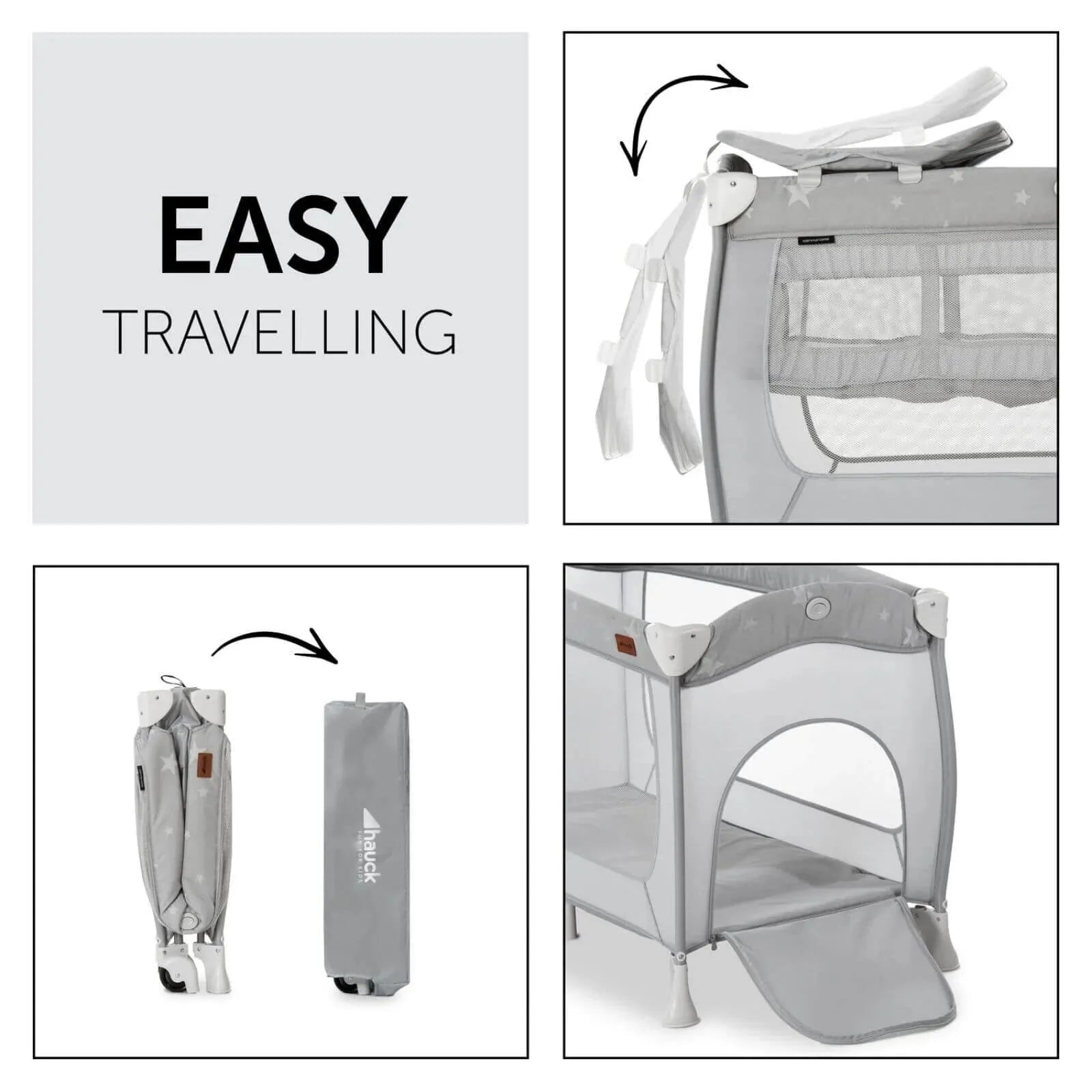 Hauck Sleep N Play Center Bassinet Travel Cot & Playpen - Stars