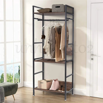 Heavy Duty Garment Rack, Wardrobe Storage Rack, Hall Tree Clothes Rack, Adjustable Shelves, Portable Organizer