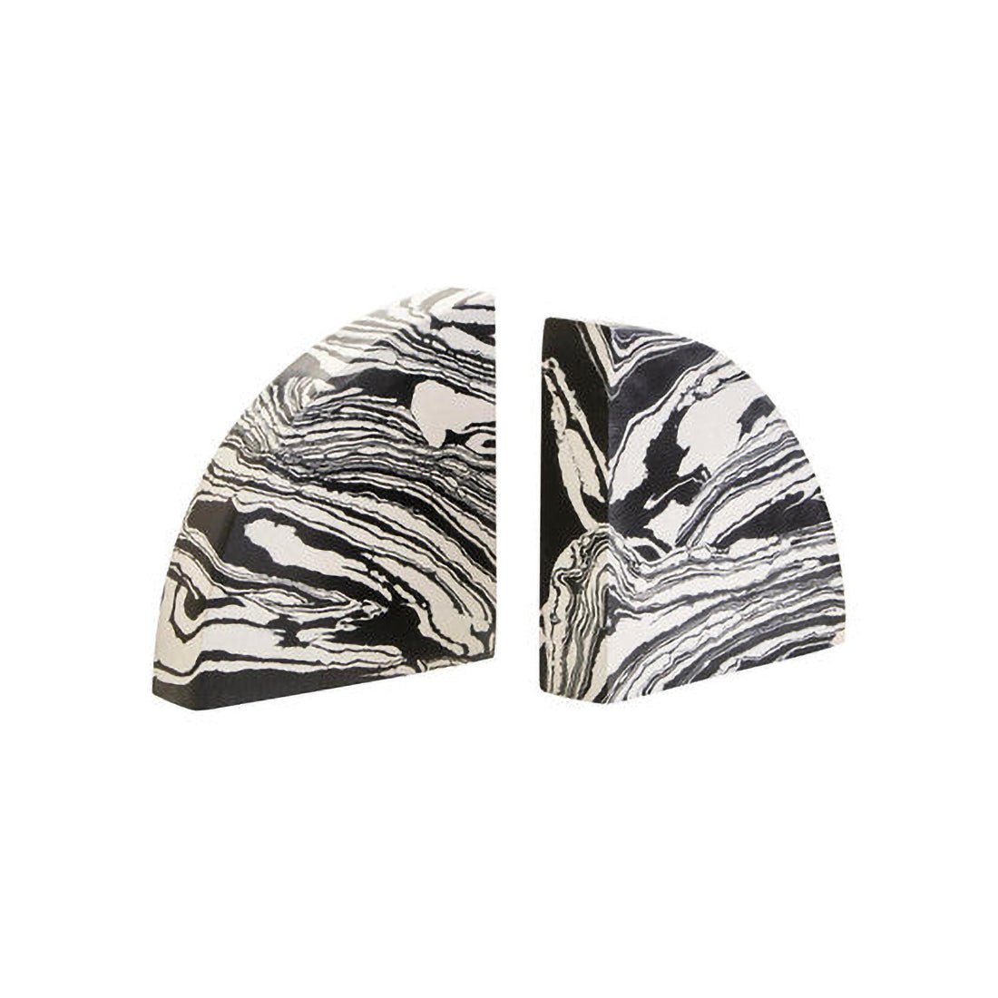 Helsa Black And White Marble Set of Two Bookends
