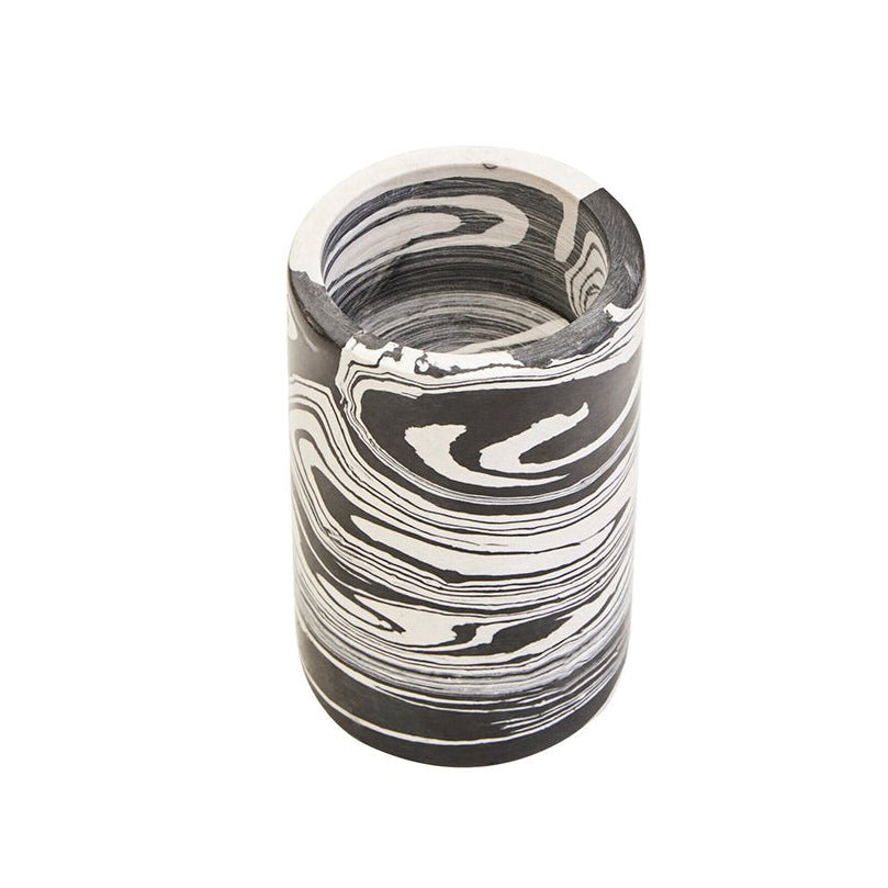 Helsa Black And White Marble Two Way Candle Holder