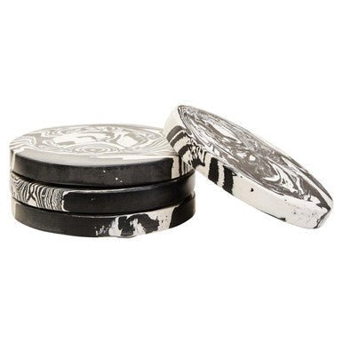 Helsa Set of Four Black And White Marble Coasters