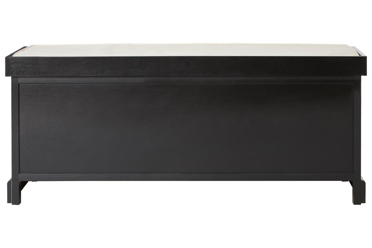 Heritage Black Three Drawer Storage Bench with Cushion