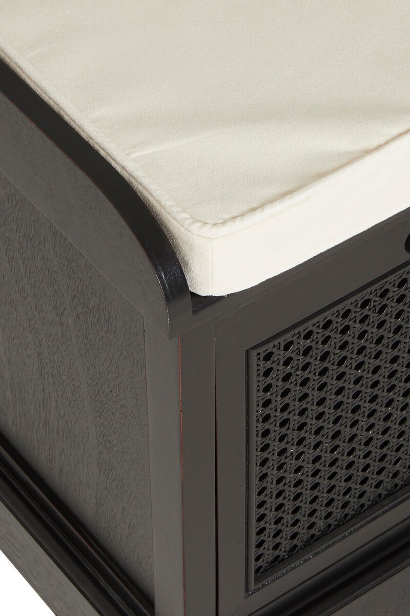 Heritage Black Three Drawer Storage Bench with Cushion