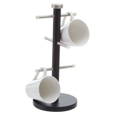 Hirano Matt Black Metal 6 Cup Mug Tree