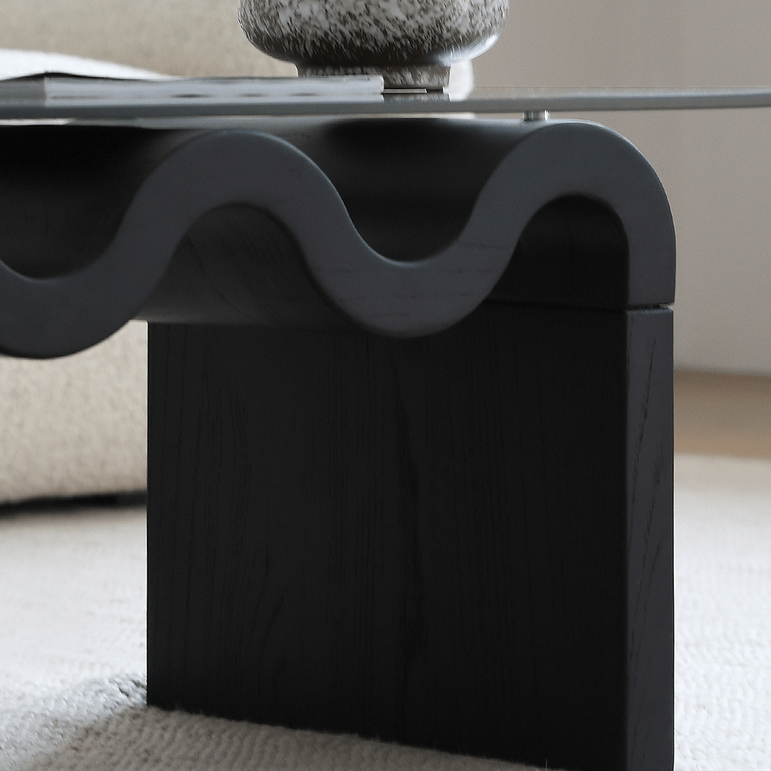Hiroshi Square Glass Coffee Table, Glass Top