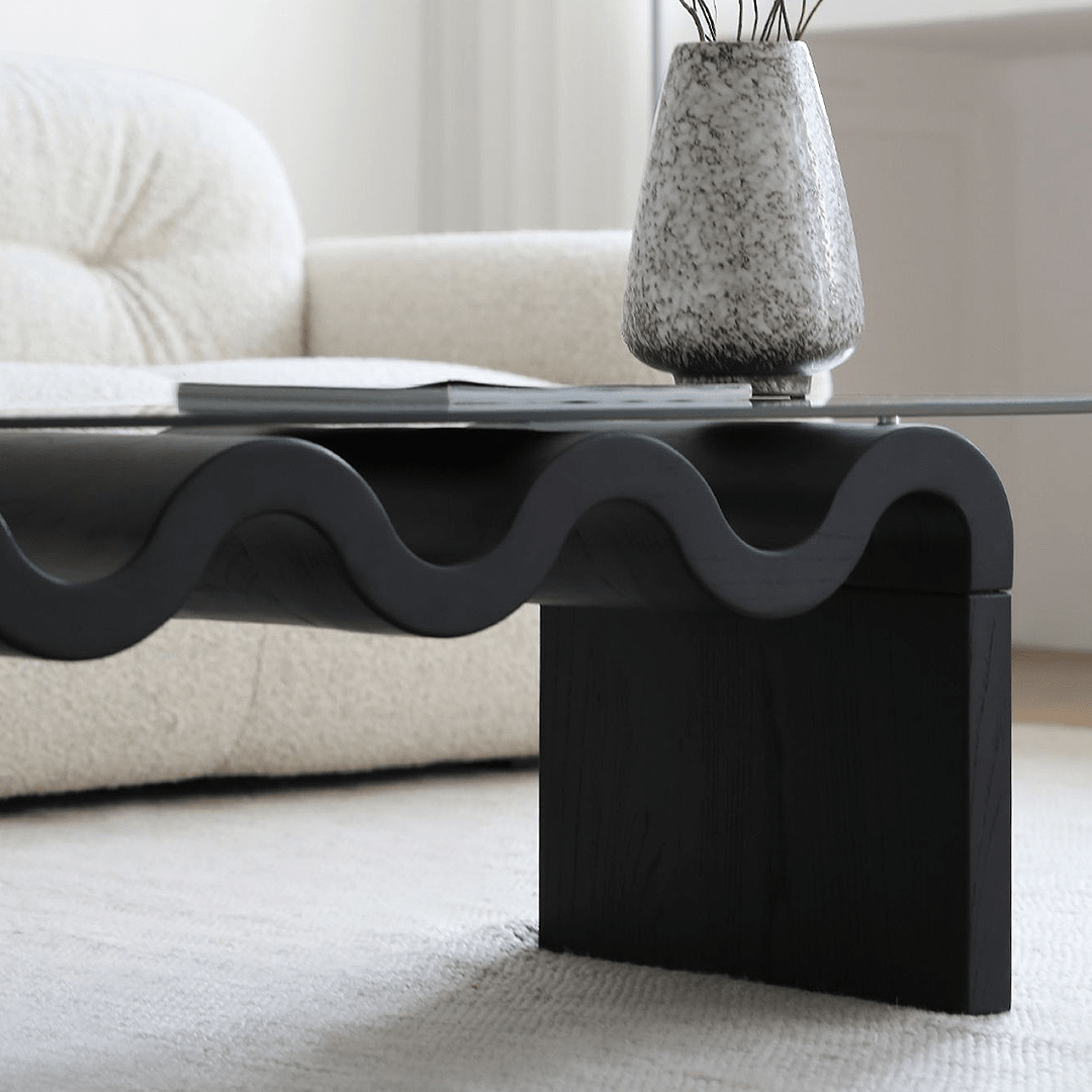 Hiroshi Square Glass Coffee Table, Glass Top