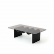 Hiroshi Square Glass Coffee Table, Glass Top
