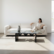 Hiroshi Square Glass Coffee Table, Glass Top
