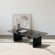 Hiroshi Square Glass Coffee Table, Glass Top