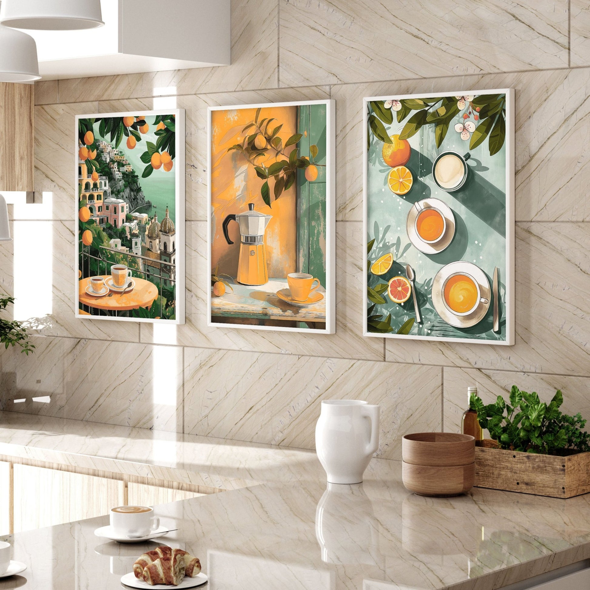 Home Decor Items For Kitchen | Set of 3 Italian Lifestyle Wall art Prints