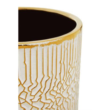 Honna Small White Gold Ceramic Planter