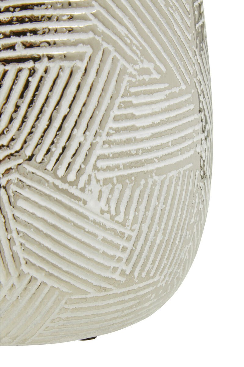 Honna Small White Silver Ceramic Planter