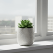 Honna Small White Silver Ceramic Planter