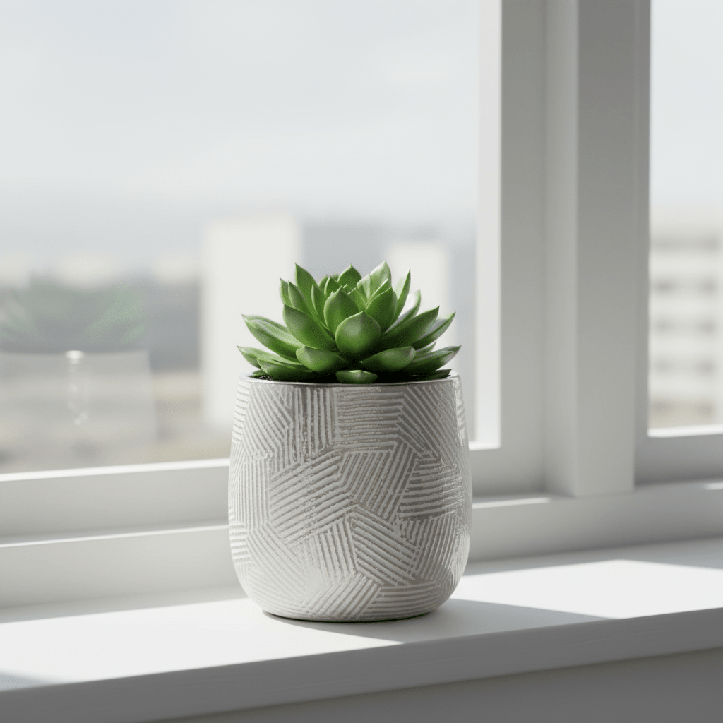 Honna Small White Silver Ceramic Planter