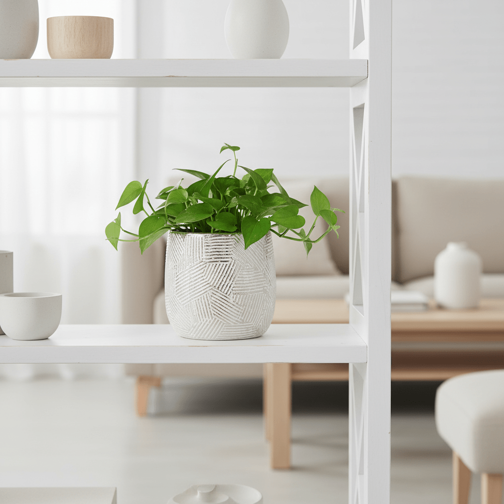 Honna Small White Silver Ceramic Planter