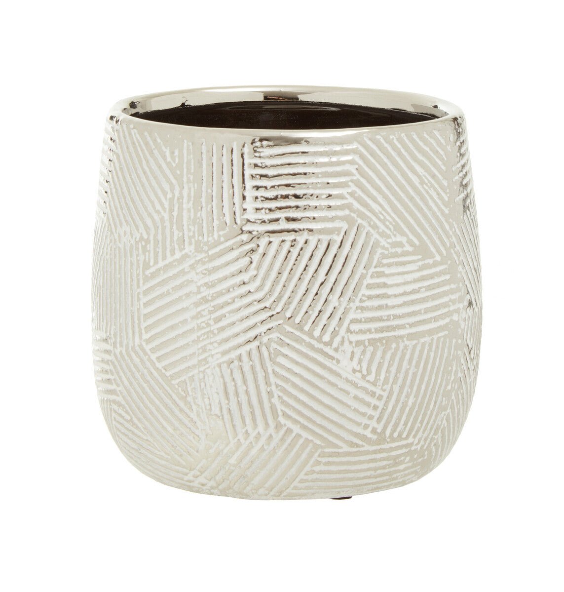 Honna Small White Silver Ceramic Planter
