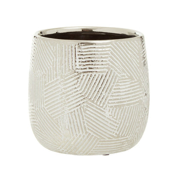 Honna Small White Silver Ceramic Planter