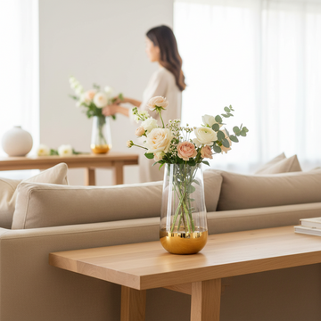 Horizon Clear And Gold Finish Vase