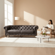 Hoxton Antique Black 3 Seat Chesterfield Leather Sofa
